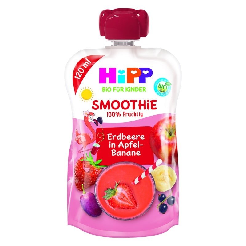HiPPiS Bio Smoothie – Luleshtrydhe, Mollë & Banane 120ml