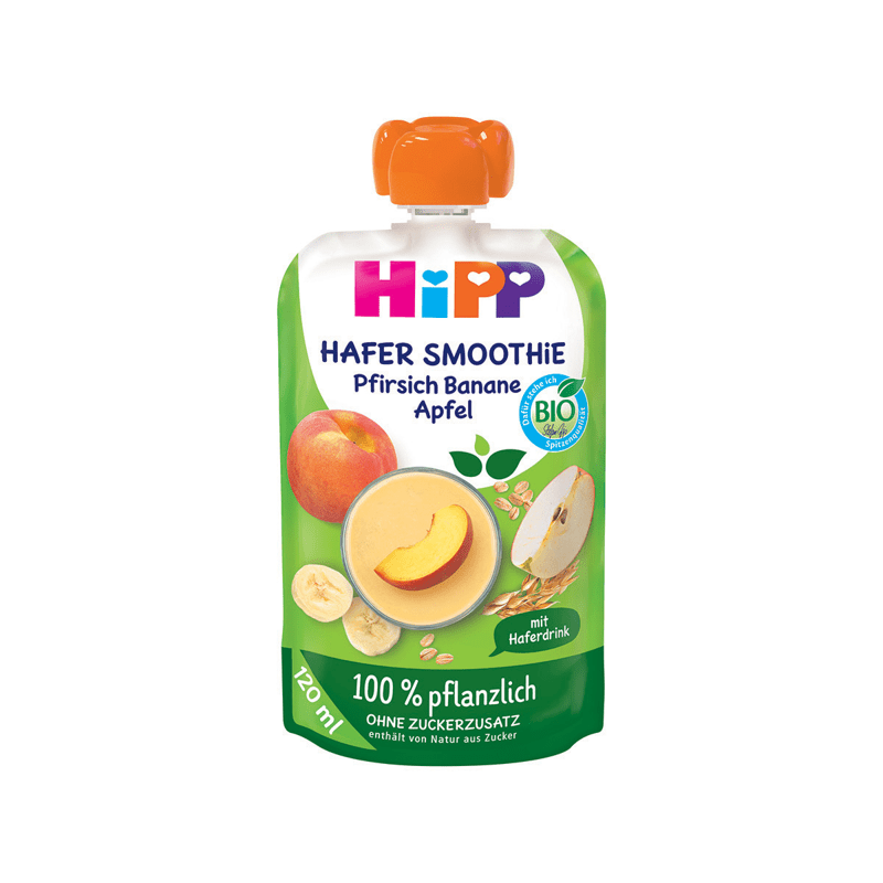 HiPPis Hafer Smoothie BIO – Pjeshkë, Banane & Mollë 120ml