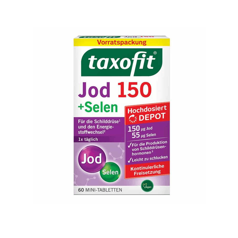 Taxofit Jod 150 + Selen – Suplement për Shëndetin e Tiroides