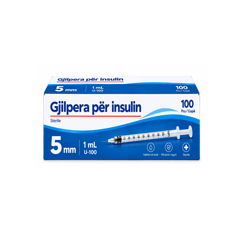 Gjilpëra për Insulinë 5mm - 100 copë