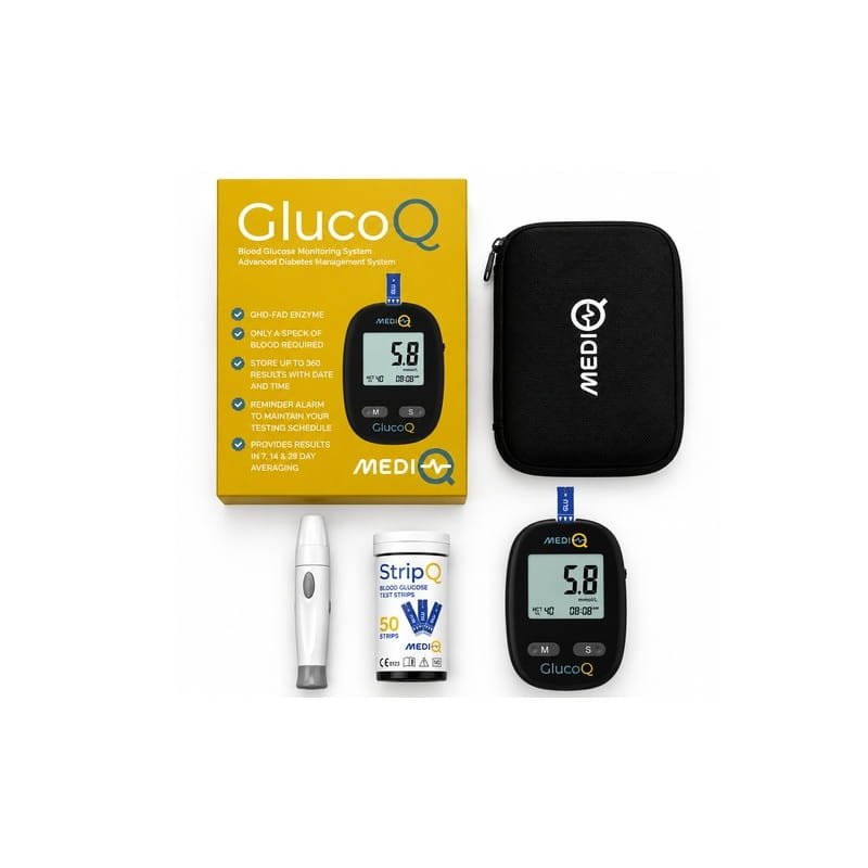 Aparat Digjital për Matjen e Glukozës në Gjak me 60 Shirita Testues - GlucoQ