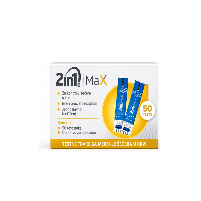 2in1 MaX – Shirita për matjen e glukozës në gjak 50copë