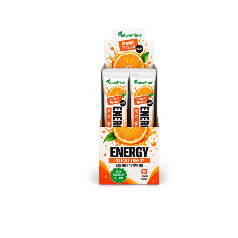 Energy – Pluhur me Kafeinë, xhensen dhe Vitamina B me shije Portokalli